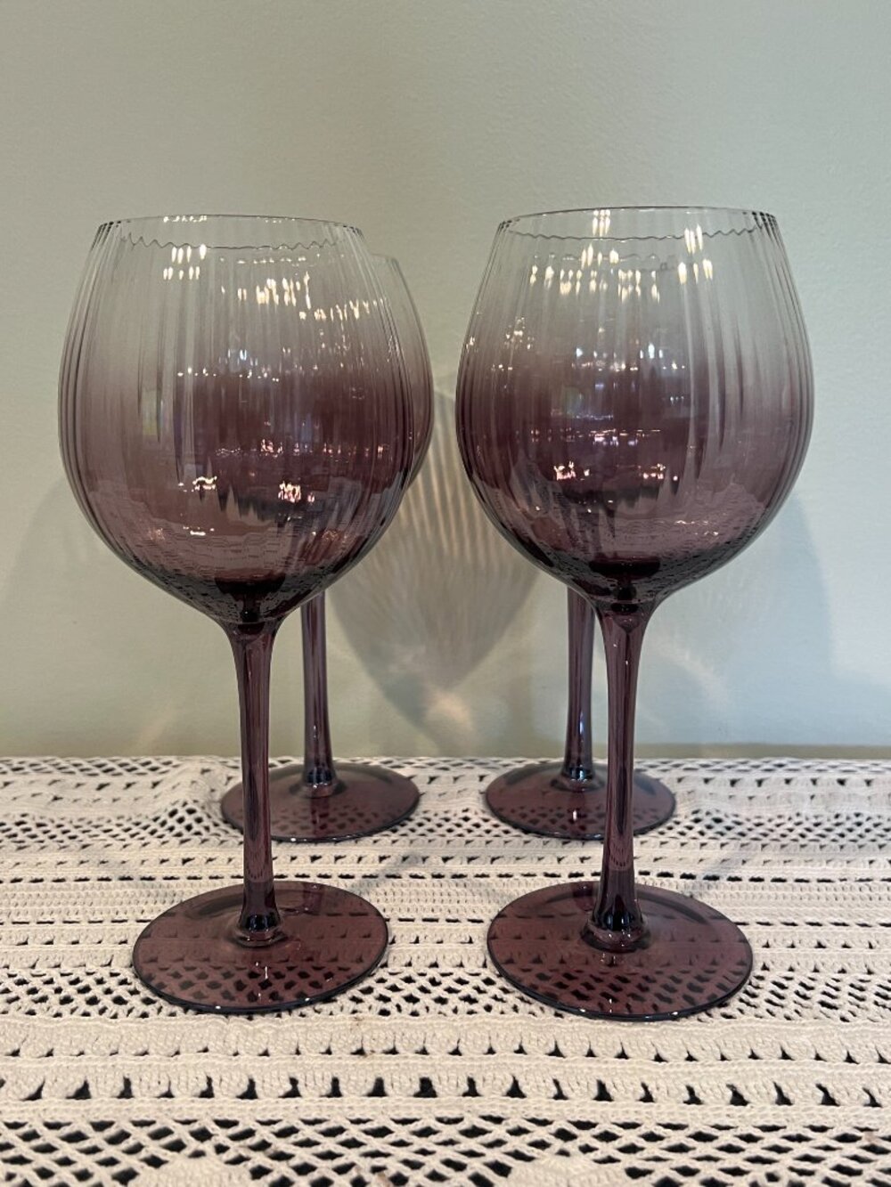 Spode Kingsley Wine Glasses - Plum Purple Ombre - Set of 4 NIB!